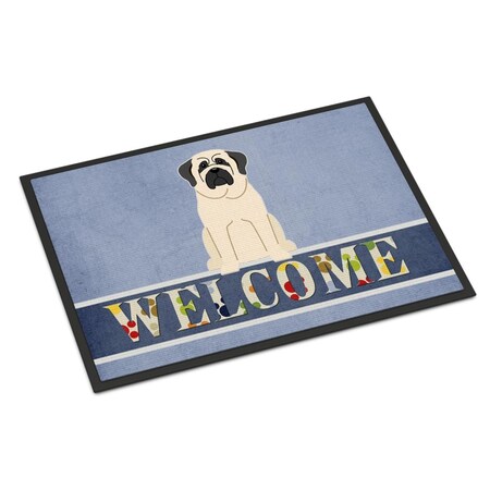 Carolines Treasures 18 x 27 in. Mastiff White Welcome Indoor or Outdoor Mat BB5598MAT